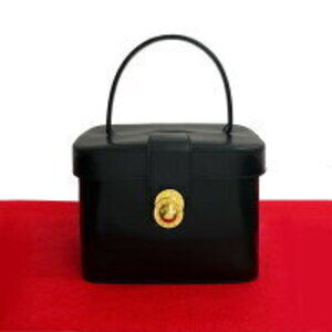Celine star ball logo calf leather vanity bag black